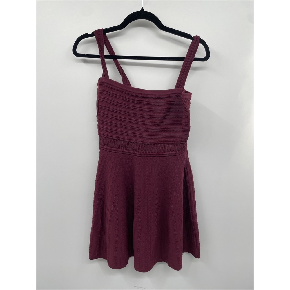 Ramy Brook Althea Mini Skater Dress Women's Medium Burgundy Textured Modest NWT